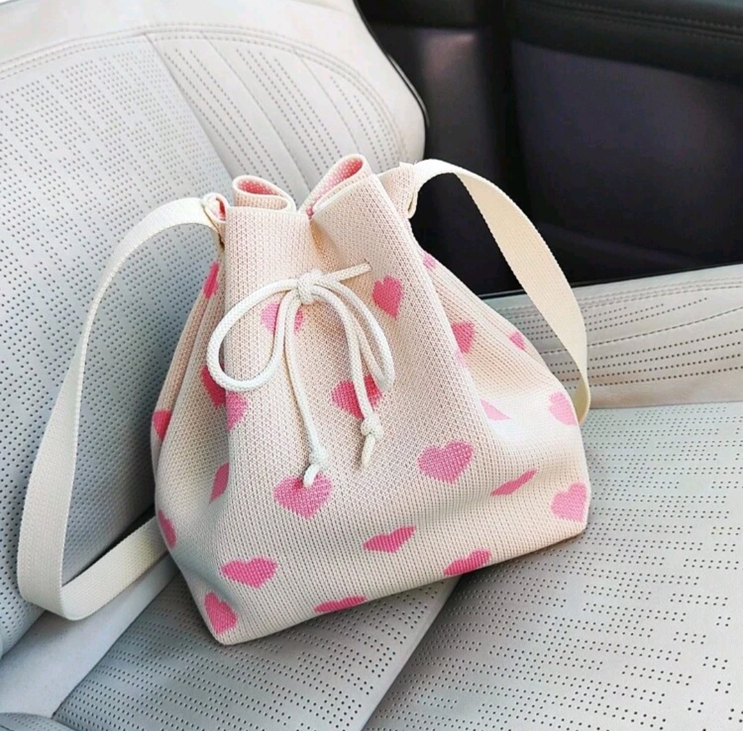 2023 New Heart Pattern Fashion Knitted Bag, Mother Day Gifts, Mom Gifts, Mommy's Essentials, Mommy Bag For Going Out