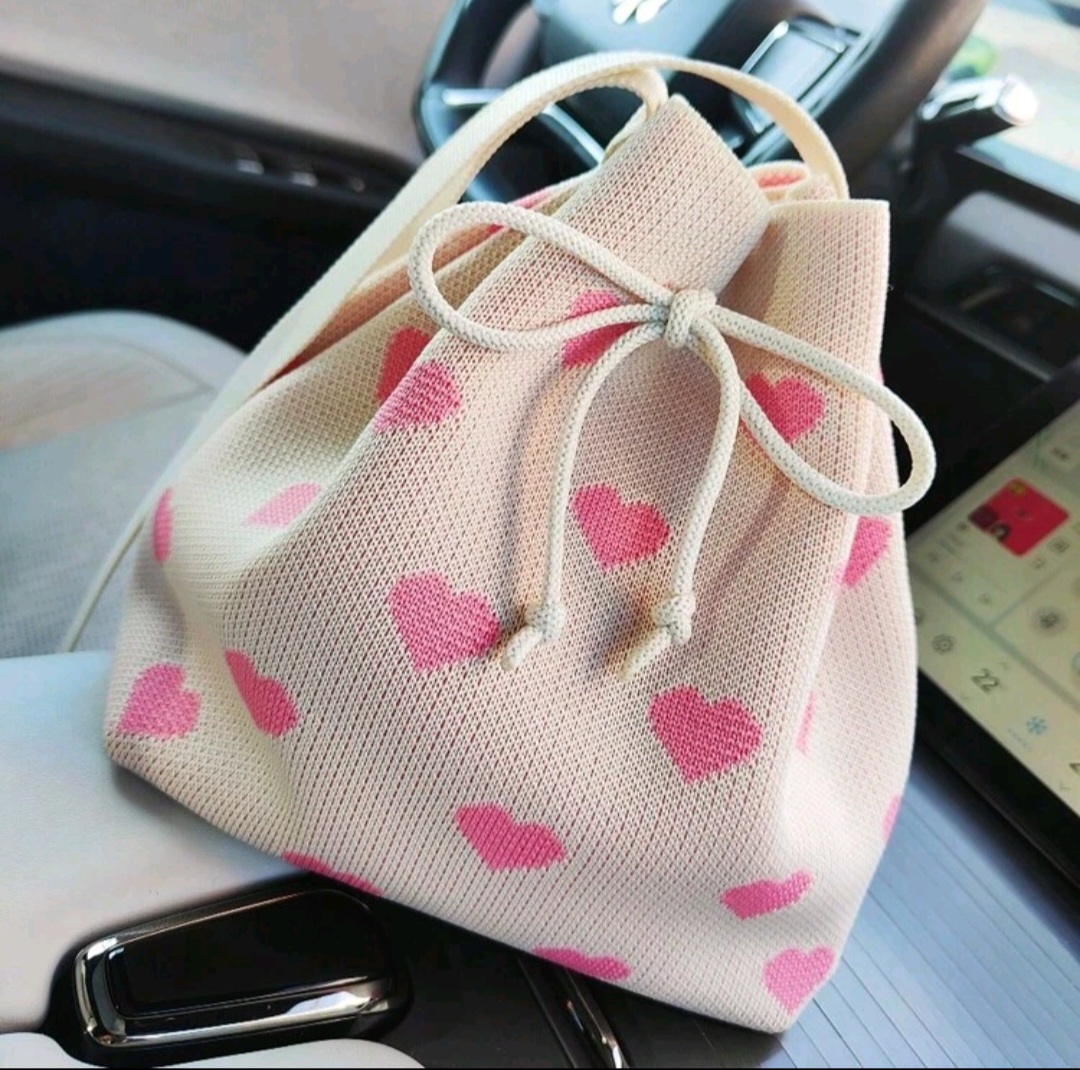 2023 New Heart Pattern Fashion Knitted Bag, Mother Day Gifts, Mom Gifts, Mommy's Essentials, Mommy Bag For Going Out