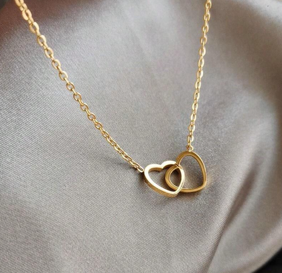 Минималистичное ожерелье в форме двойного Круга и Сердца Для женщин, Уникальный Кулон на цепочке у Ключицы