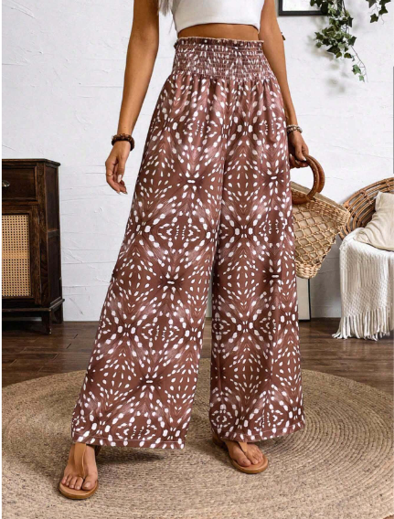 SHEIN VCAY High-Waisted Printed Women's Long Pants Beach SKU: sz2403086248183242