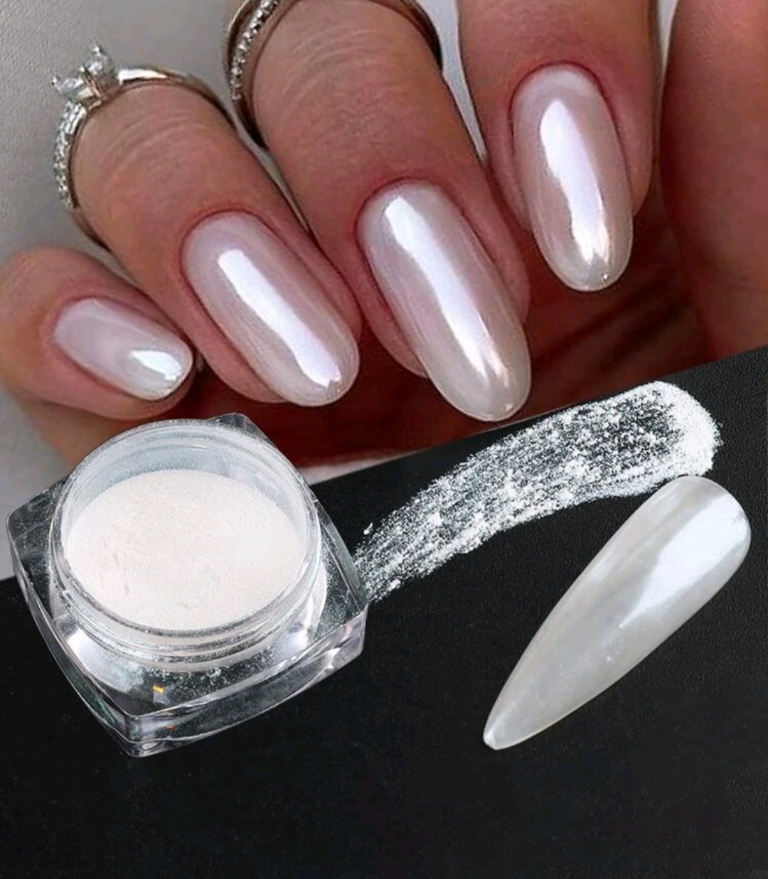 ПРИСТРОЙ!!! Втирка Black Friday Gorgeous Pearl White Nail Art With Mirrored Holographic Chrome - Mirror Nail Powder Pigment DIY Nail Charms Nail Gems Nail Supplies