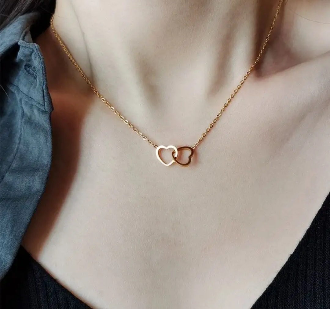 ПРИСТРОЙ!!!   Ожерелье  1pc Interlocking Hearts Pendant Necklace