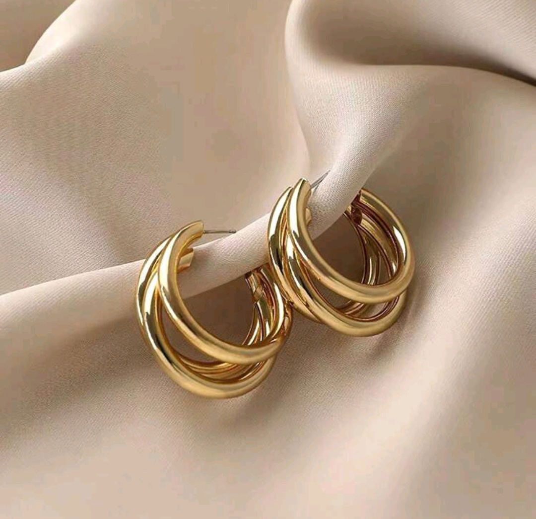 ПРИСТРОЙ!!!   Серьги 1pair Simple Vintage Metallic Hoop Earrings