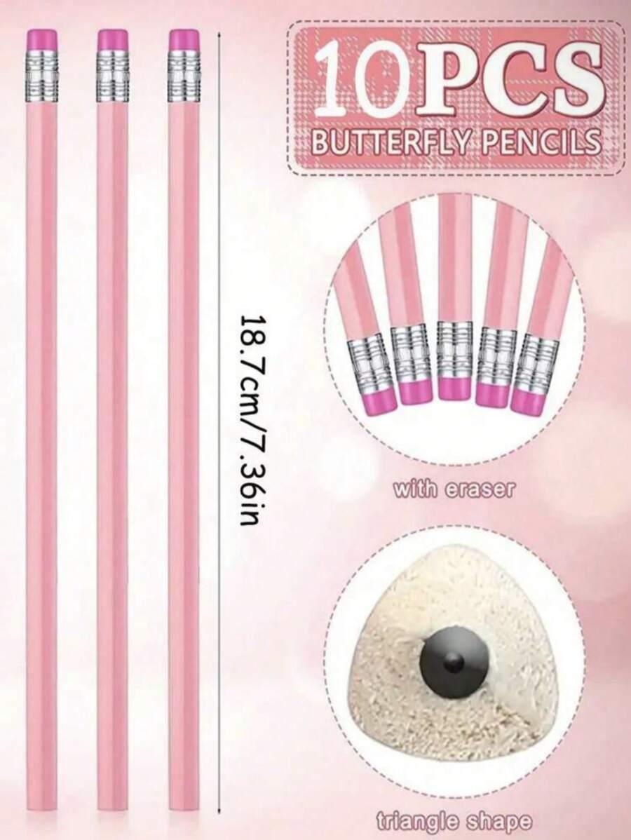 10 шт 10pcs Baby Pink Wedding HB Pencils Graphite Pencil Pack Wood Pencils With Eraser For School Drawing Sketching Bridal Baby Shower Office Supplies For New Year Gift. SKU: ss2401140461919944