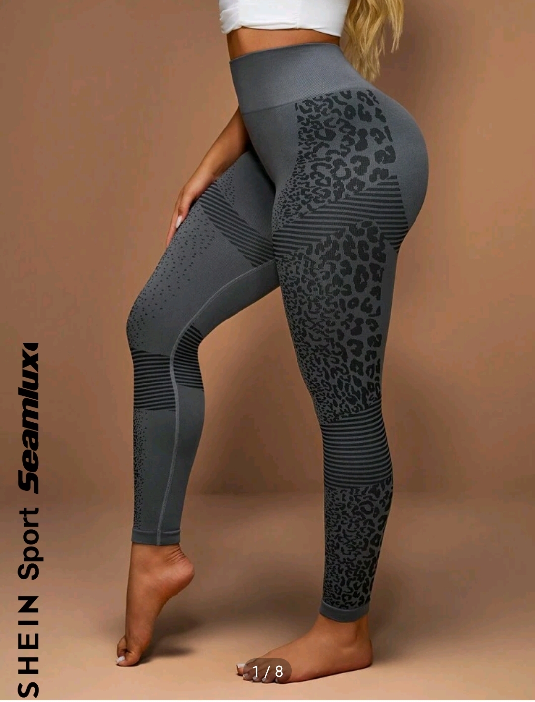 SHEIN Sport Seamluxe Leopard Print Wideband Waist Sports Leggings