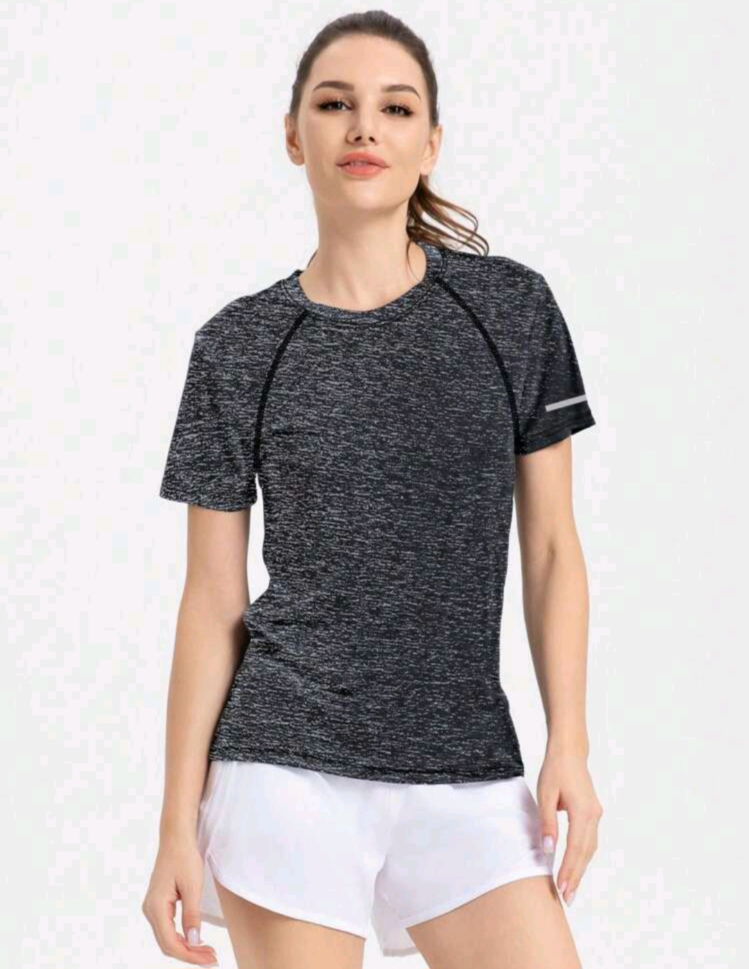 Women's Quick-Dry Body Shaping T-Shirt, Short Sleeve, Round Neck, Elastic, Breathable, Comfortable Gym Training Running Shirt, Couple Style Basic T Shirt