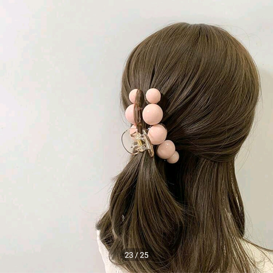 1pc Women's Elegant & Fashionable Oversized Acrylic Hair Claw With Apricot-Colored Double-Sided Faux Pearls, Suitable For Daily Wear, Dates And Vacations