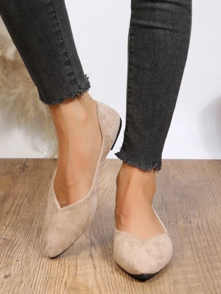 Faux Suede Point Toe Ballet Flats SKU: sx2208021111599641