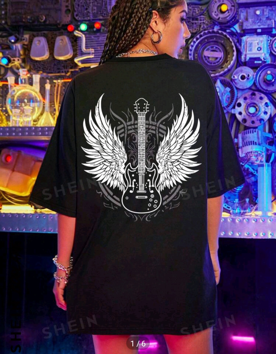 SHEIN Coolane Women's Simple Musical Instrument With Wings Print T-Shirt