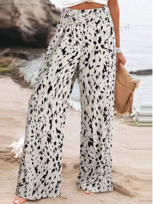 SHEIN Frenchy Casual Printed High Waist Loose Long Pants SKU: sz2406197278260101