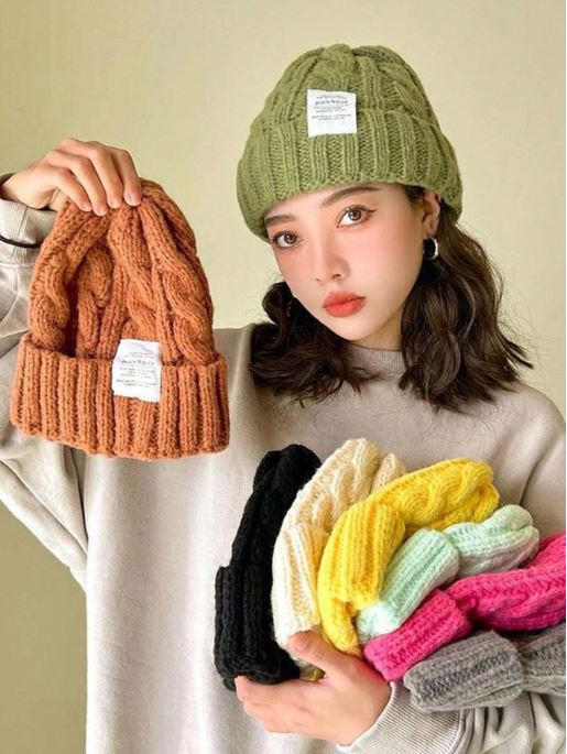 1 шт Multi-Color Knit Beanie Hats For Women, Casual & Elegant, Vintage Bohemian Style, Warm & Windproof, Acrylic Fiber, Suitable For Autumn & Winter SKU: sc2407194259751951