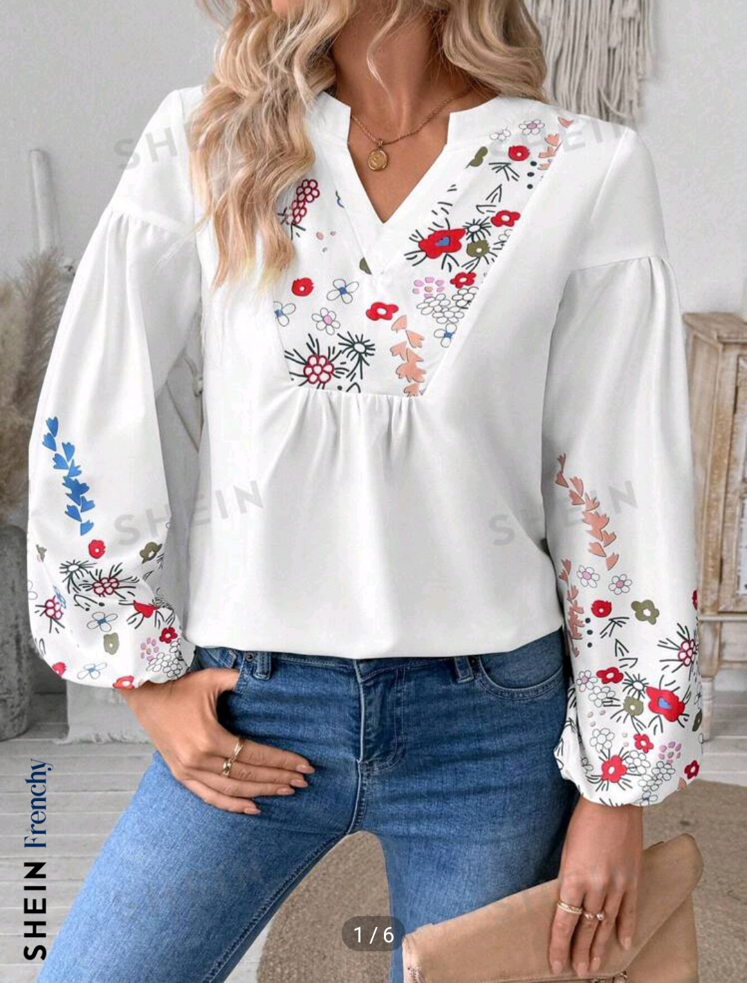 SHEIN Frenchy Women's Floral Print Casual Long Sleeve Blouse