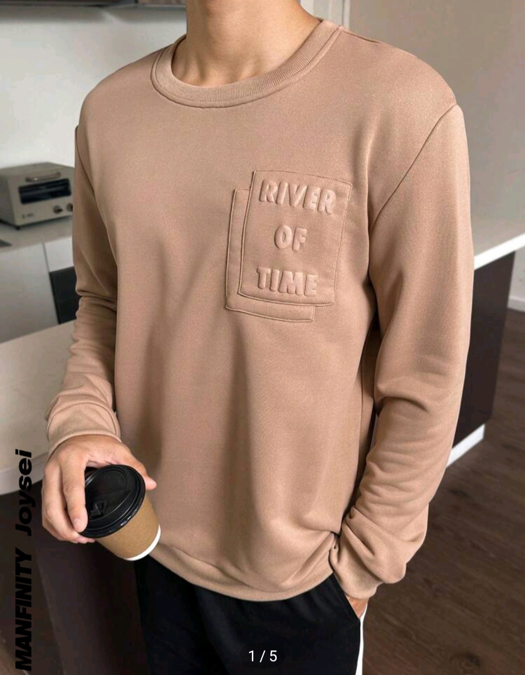 Manfinity Joysei Men''s Solid Color Crew Neck Long Sleeve Letter Printed Pullover Sweatshirt, Casual Daily