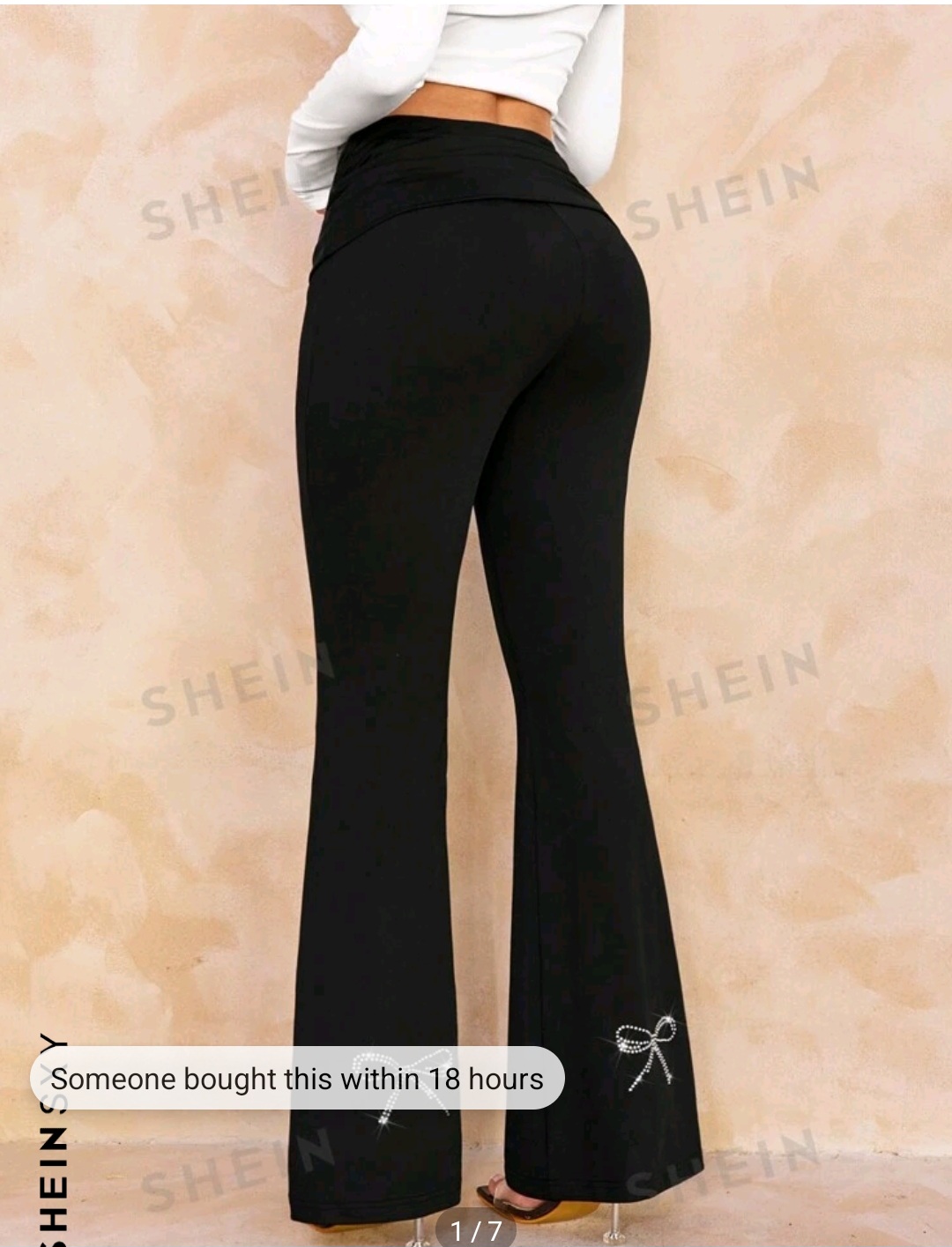 SHEIN SXY Women Solid Color Pleated Waist Flare Leg Pants