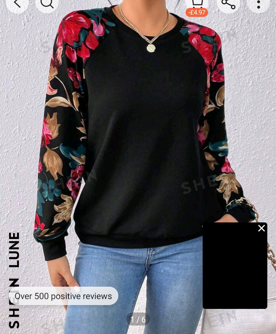 SHEIN LUNE Floral Print Raglan Sleeve Sweatshirt