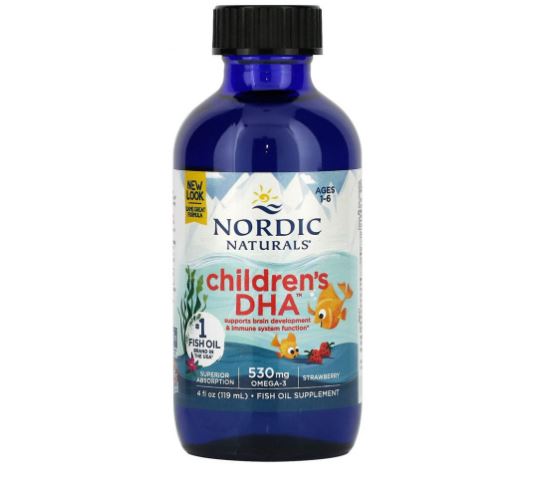 Nordic Naturals, ДГК для детей от 1 до 6 лет, со вкусом клубники, 530 мг, 119 мл (4 жидк. унции)