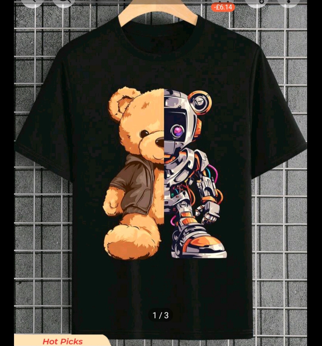 Tween Boy Summer Casual Short Sleeve T-Shirt For With Bear Print