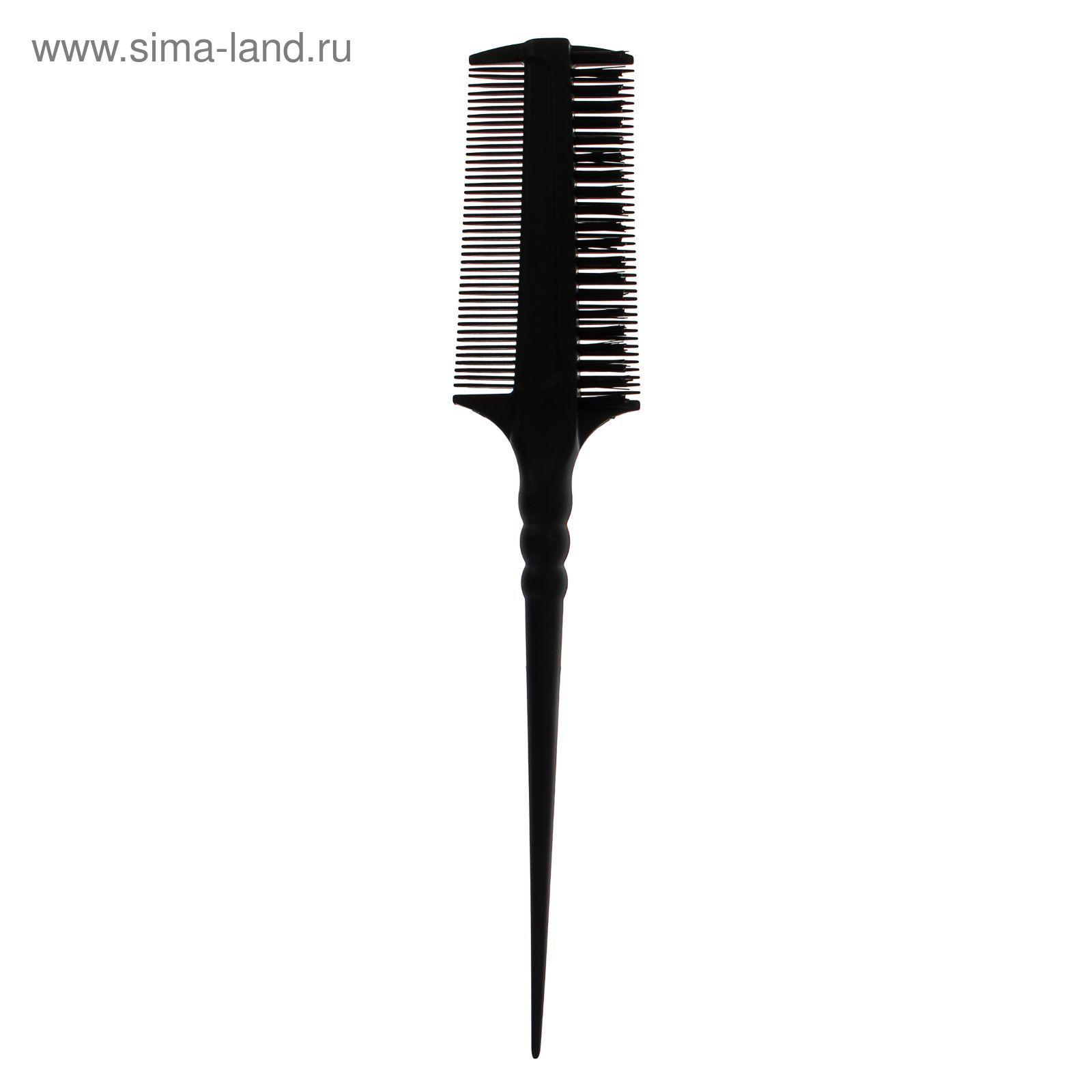 Расчёска-щётка двусторонняя с хвостиком, 3,5см, цвет чёрный