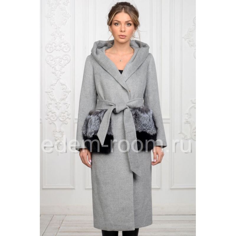 Женское пальто с капюшоном  Артикул:P-1056-S