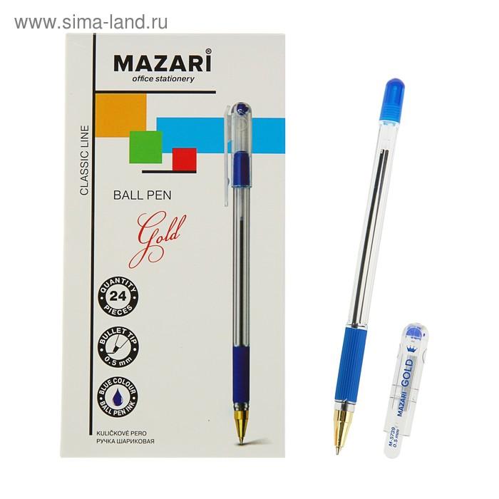 Ручка шариковая GOLD, пишущий узел 0.5 мм, чернила синие, с резиновым упором ФАСОВКА ПО 2 шт.