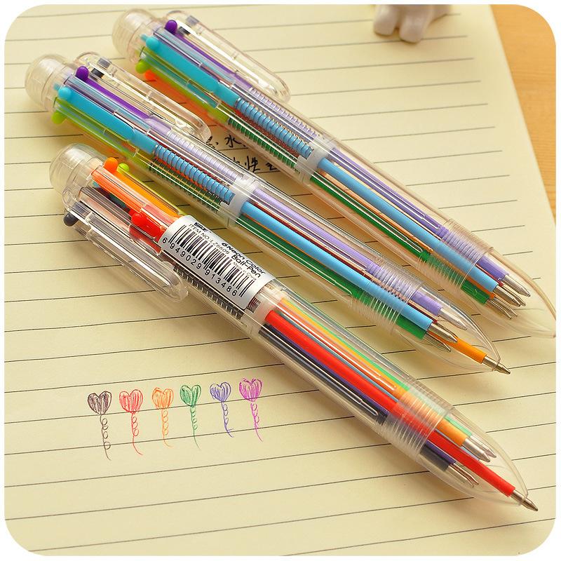 Ручка шариковая, шести цветная 6 в 1. Прозрачный корпус 9046018