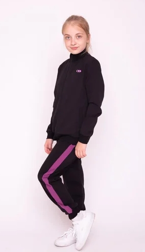 02973_BAT Костюм спортивный (пуловер+брюки) б/капюшона, черный