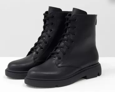 Стильные классические черные ботинки на шнуровке и с молнией сзади, на удобной невысокой подошве, новая коллекция от Джино Фиджини, Б-20103-01