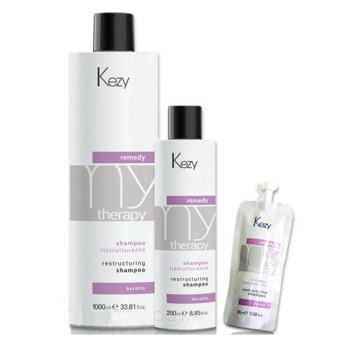 Kezy MyTherapy Remedy Keratin Restructuring Shampoo - Шампунь реструктурирующий с кератином 1000 mмл