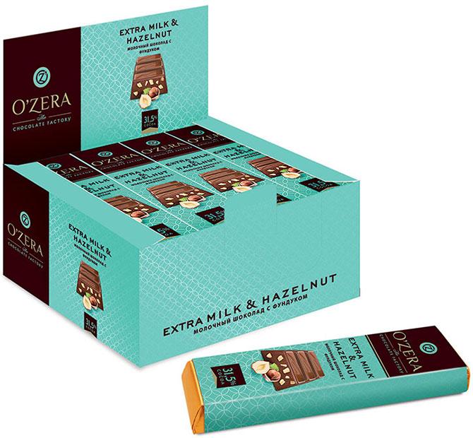 Шоколадные батончики O`Zera Extra milk & Hazelnut 4г*5шт