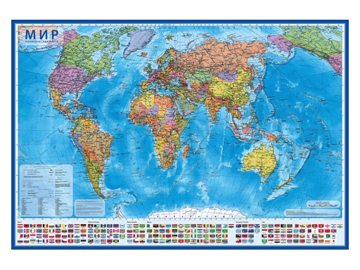 Интерактивная карта Мир политический 1:28М (с ламинацией в тубусе)117х80 КН046