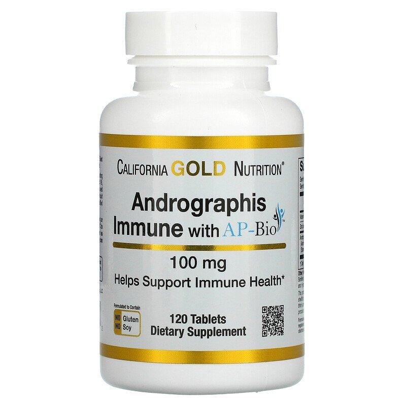 -40% California Gold Nutrition, AP-BIO, средство для укрепления иммунитета с экстрактом андрографиса, 100 мг, 120 таблеток
