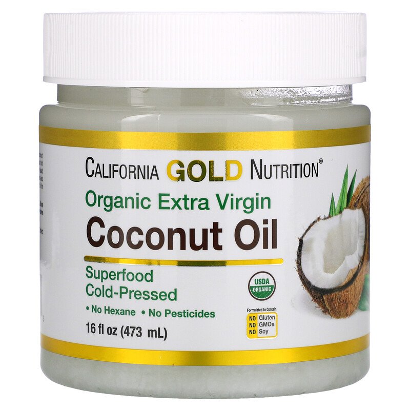 -40% California Gold Nutrition, SUPERFOODS, органическое нерафинированное кокосовое масло первого холодного отжима, 473 мл (16 жидк. унций)