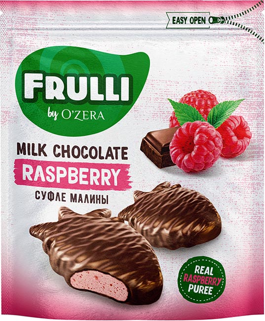 Конфеты фасованные O`Zera Frulli суфле малины в шоколаде 125гр