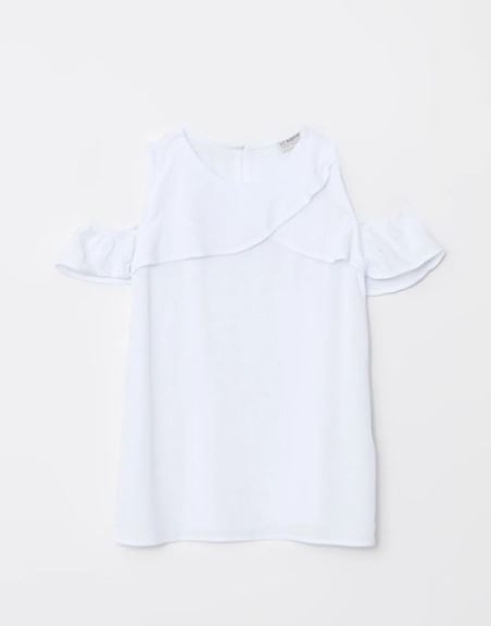 Базовая блузка для девочек из вискозы с круглым вырезом и короткими рукавами