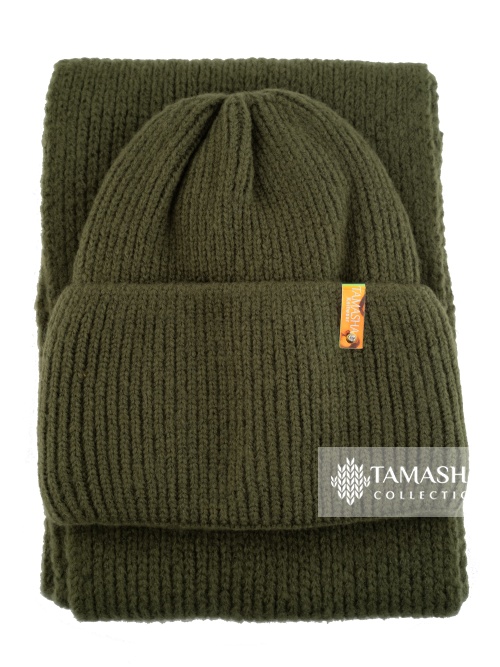 Комплект "Ассоль" (шапка+шарф) хаки