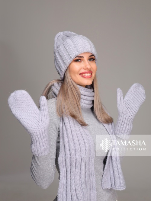 Комплект «Веста нью» (шапка+шарф+варежки) серый