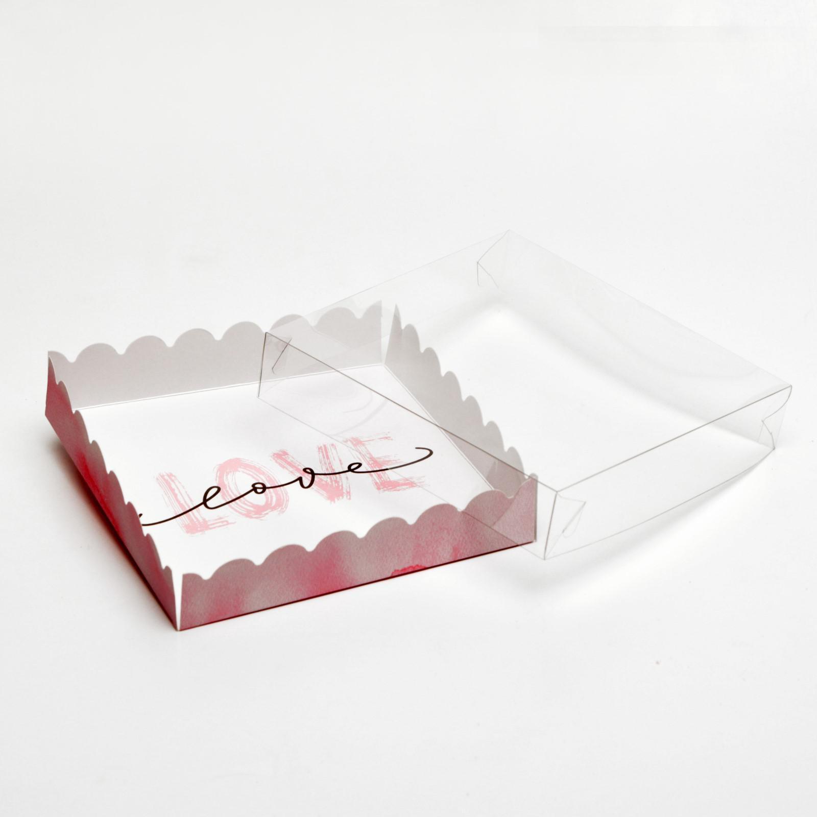 Коробочка для печенья с PVC крышкой, "Нежная любовь", 15 х 15 х 3 см