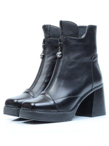 E28W-21A BLACK Ботинки зимние женские (натуральная кожа, натуральный мех) размер 40