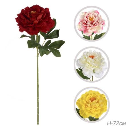 Цветок искусственный 72 см Пион / GT41-22 /уп 80/800/бархатное напыление (Розовоперсиковый)