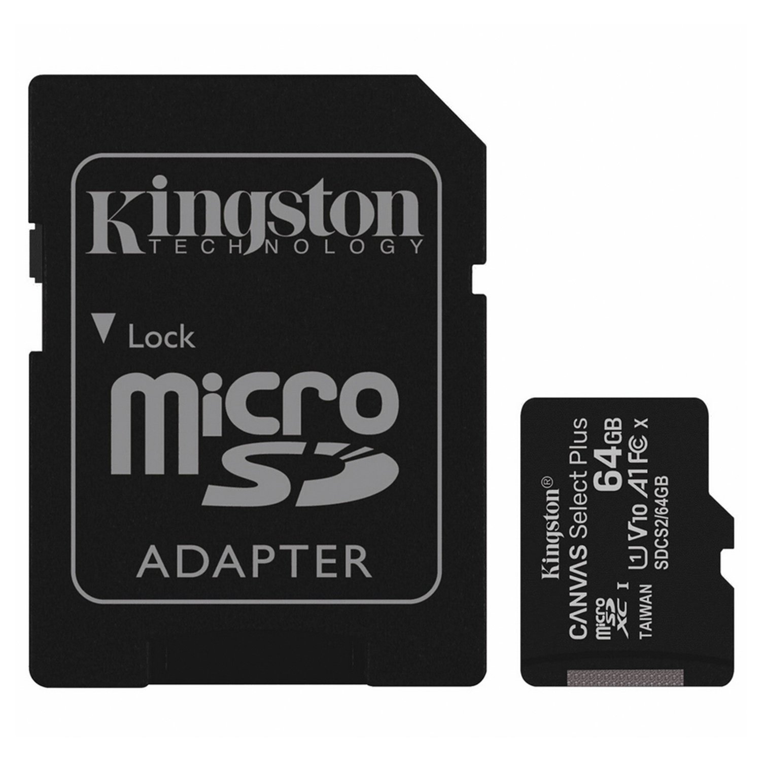 Карта флэш-памяти MicroSD 64 Гб Kingston Canvas Select Plus UHS-1, A1+ SD адаптер (black)