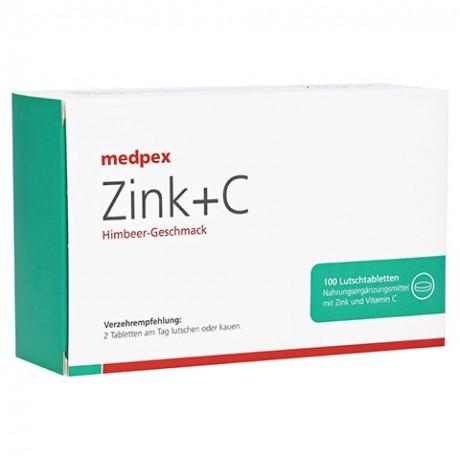 medpex Zink+C Himbeer Леденцы с цинком и витамином С, 100 шт