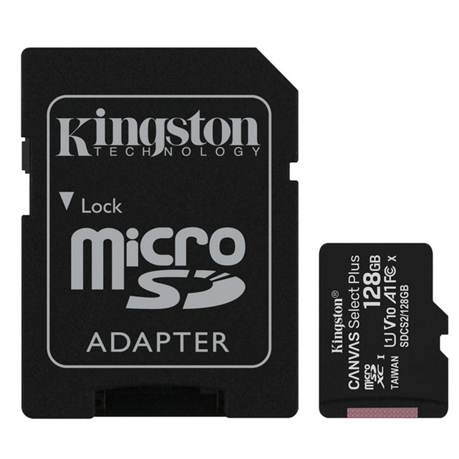Карта флэш-памяти MicroSD 128 Гб Kingston Canvas Select Plus UHS-1, A1+ SD адаптер (black)
