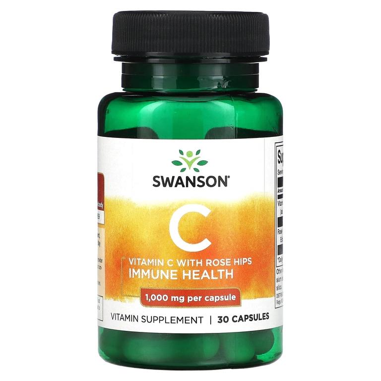 Swanson, Витамин C с шиповником, 1000 мг, 30 капсул