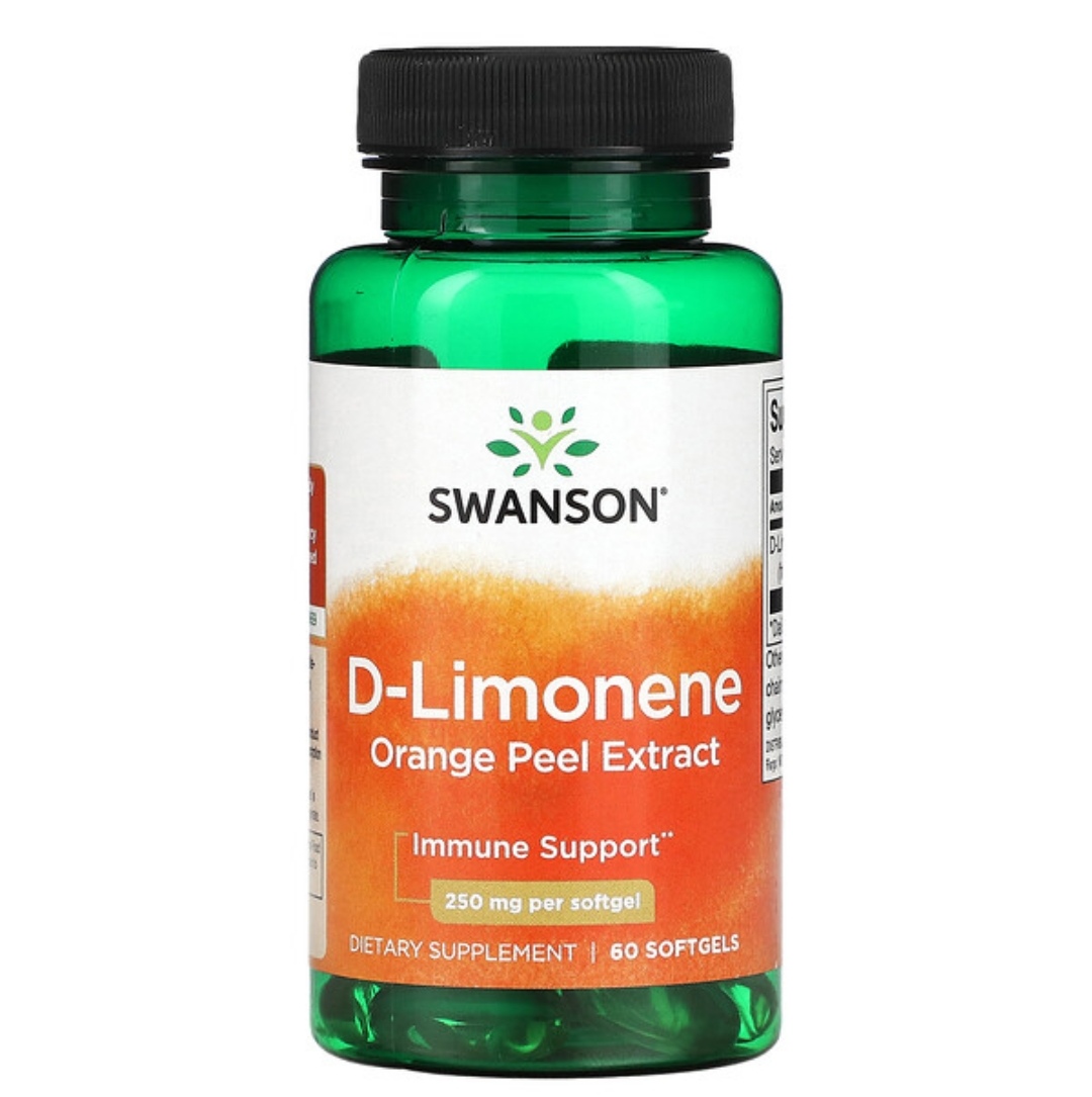 D-лимонен, экстракт апельсиновой цедры, 250 мг, 60 мягких таблеток