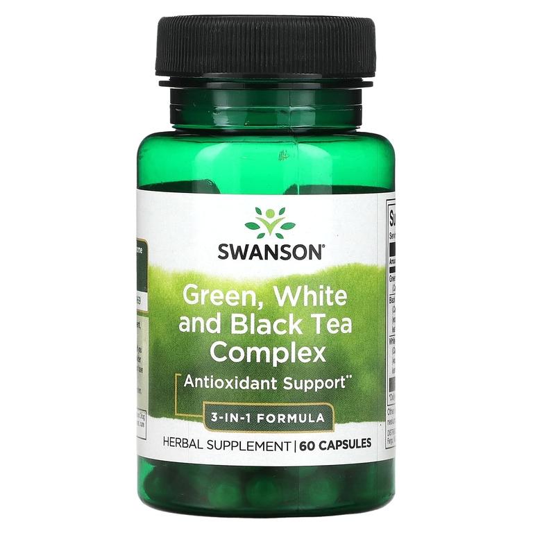 Swanson, Комплекс зеленого, белого и черного чая, 60 капсул