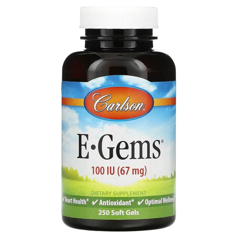 Carlson, E-Gems, 67 мг (100 МЕ), 250 капсул