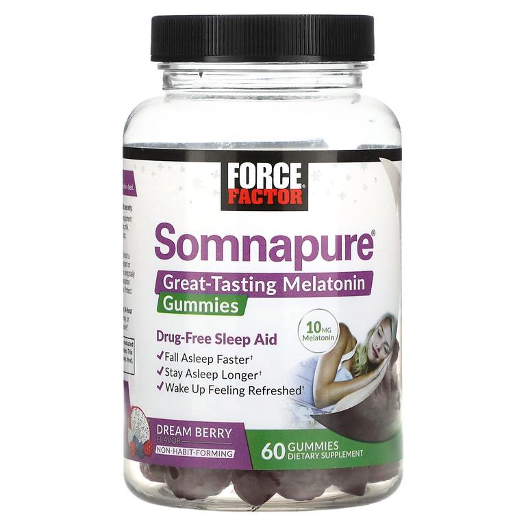 Force Factor, Somnapure, вкусные жевательные таблетки с мелатонином, 5 мг, ягодный вкус, 60 жевательных таблеток