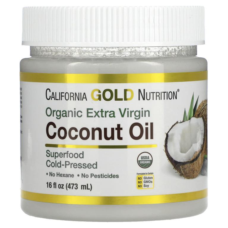 ПРИСТРОЙ!!! California Gold Nutrition, SUPERFOODS, органическое нерафинированное кокосовое масло первого холодного отжима, 473 мл (16 жидк. унций)