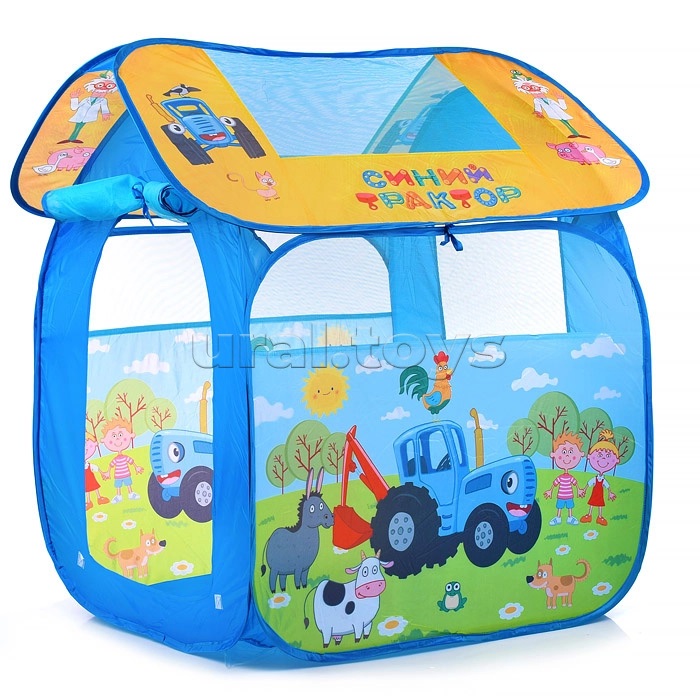 Палатка детская игровая "Синий трактор" 83х80х105см, в сумке