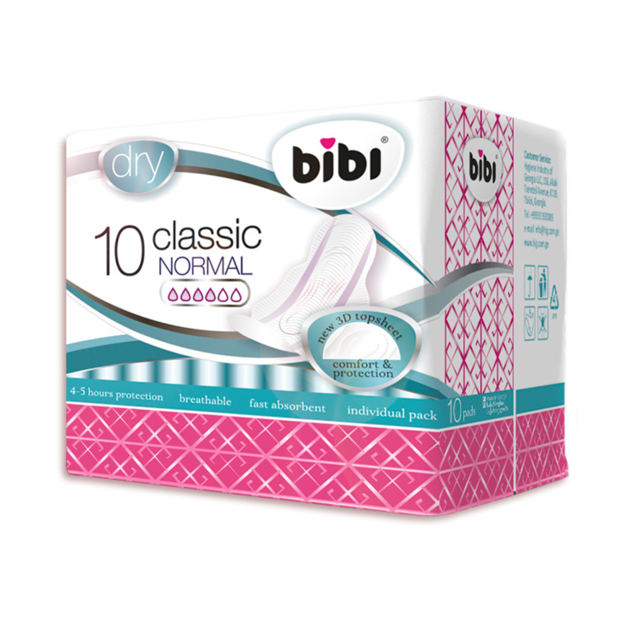 Прокладки "BIBI" Classic Normal Dry, 4 капли, 10 шт.